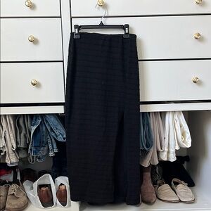Urban Outfitters Stretchy Textured Black Midi Skirt with slit